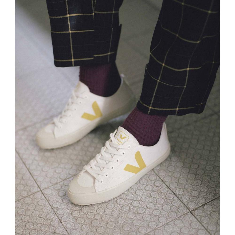 Women's Veja NOVA CANVAS Shoes White/Yellow | ZA 477RVD